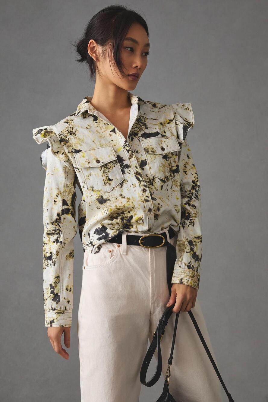 Anthropologie Pilcro Button Down Long Sleeve Utility Blouse XS